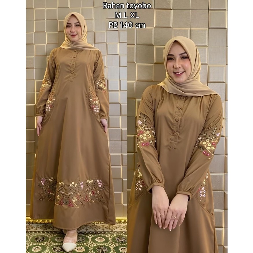 Gamis Bordir Terlaris Dan Terbaru Bahan Katun Toyobo Simple