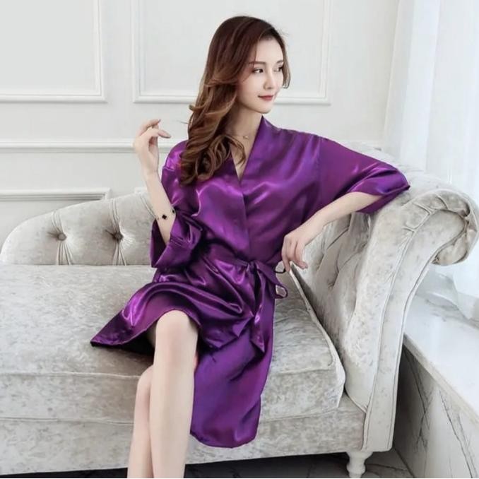 PIYAMA SEXY SATIN IMPORT BAJU DASTER KIMONO SET TANKTOP PREMIUM BIG JRS