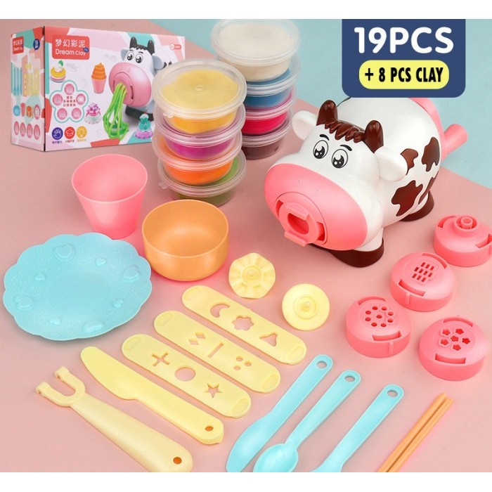 Dream Clay Mainan Anak Tanah Liat Plastisin Play Doh Bentuk Sapi 19 pc