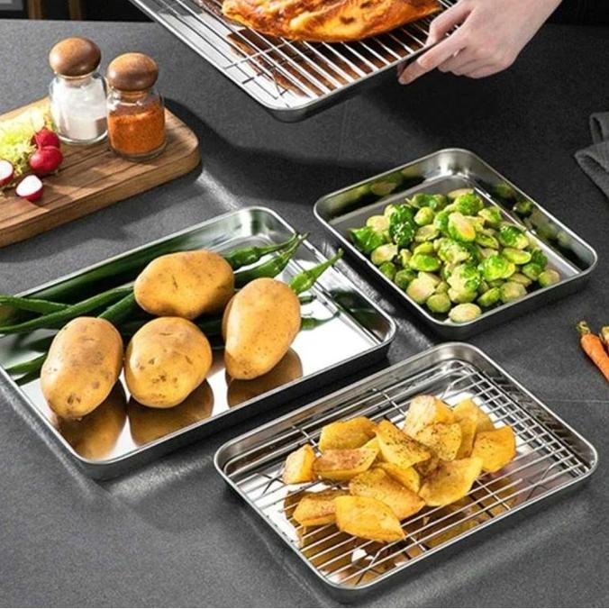 

Loyang Nampan Panggang Oven Baking BBQ Sheet Tray Rack Removable ES77