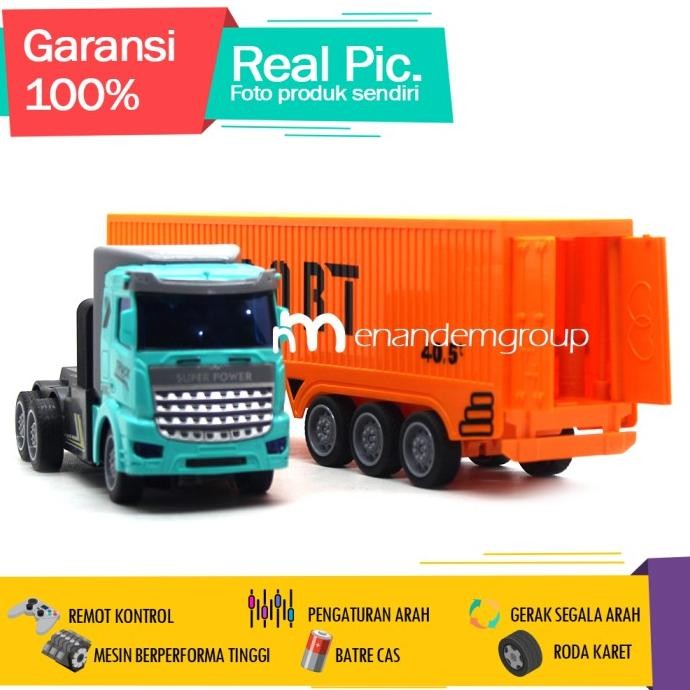 Murah Mainan Mobil Remot Kontrol Rc Truk Kontainer Gandeng Trailer Cargo Batre Cas