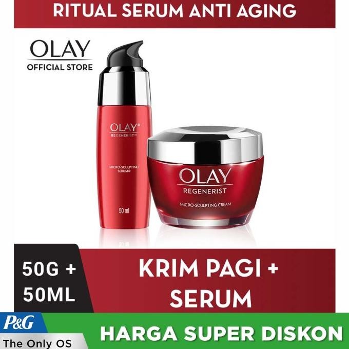 DISKON HEBAT OLAY POWER DUO SET - ANTIAGING NIACINAMIDE SKINCARE DAY CREAM+SERUM TERMURAH