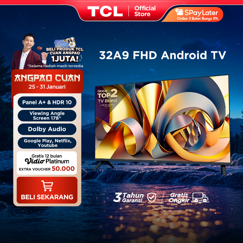 [Flash Sale] TCL 32 Inch Smart TV - Android 11 - HD - Dolby Audio - Google Play/Netflix/Youtube - Wi