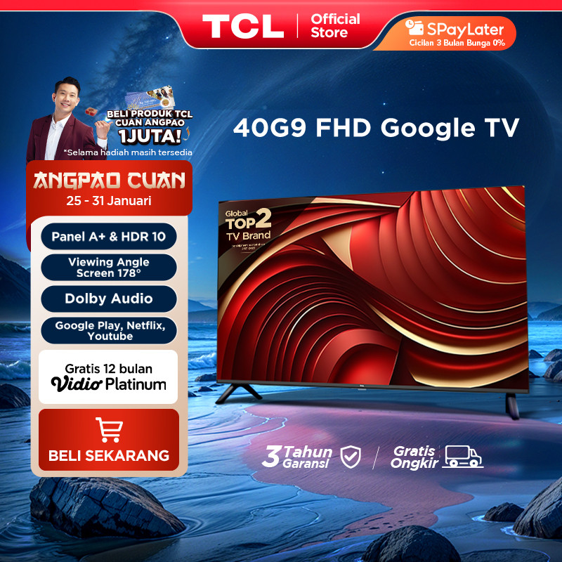 [Flash Sale] TCL 40 Inch Google TV - FHD - Dolby Audio - Google Play/Netflix/Youtube - Wifi/Bluetoot