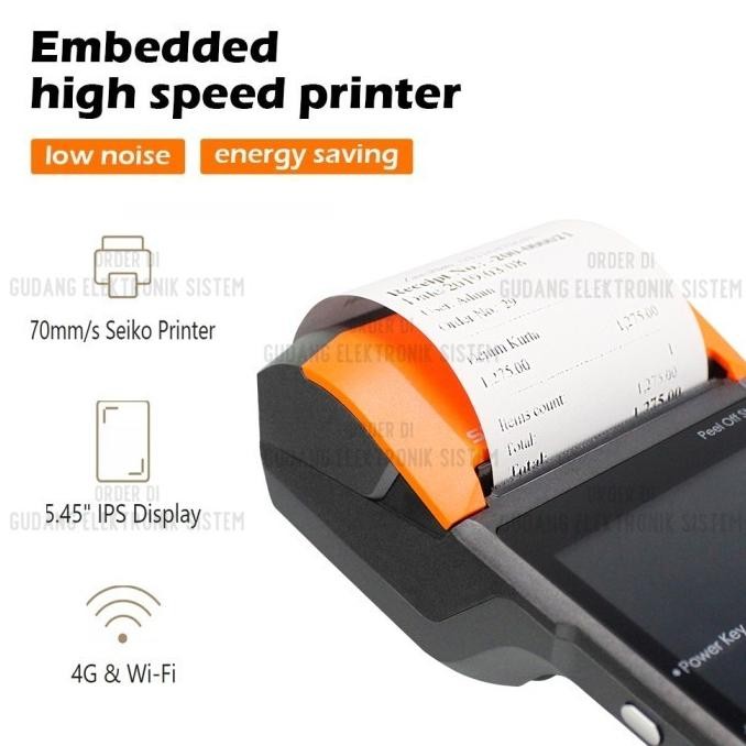 Mesin Kasir Portable Android Sunmi V2 2/16GB 4G Thermal Printer Scan