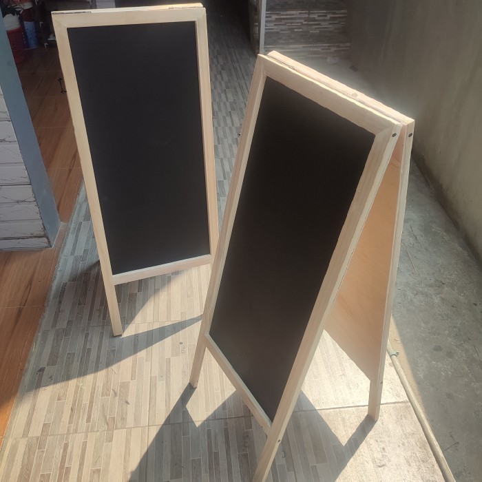 

PROMO! papan tulis minimalis 2 muka kayu jati belanda natural