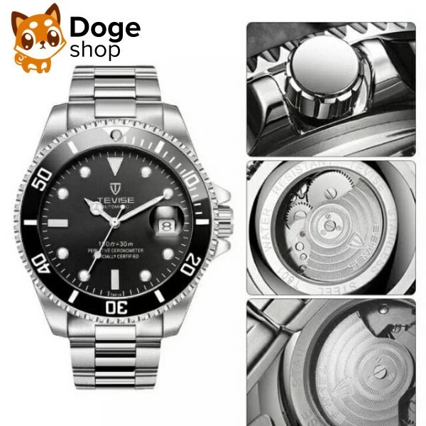 Tevise T801 Automatic Submariner Homage Watch Jam Tangan Original