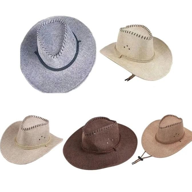 topi lebar retro topi koboi tambang topi pria wanita