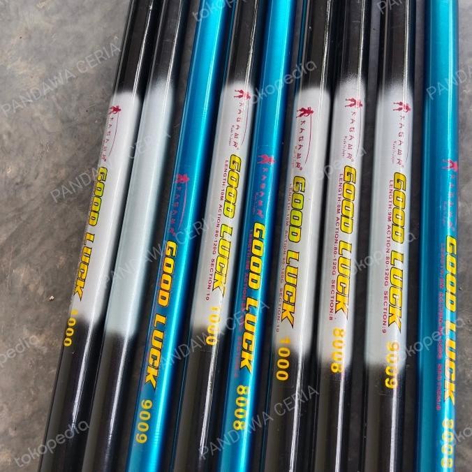 Joran Tegek Ikan Gabus Kaku Solid 10, 9, 8, 7 Meter, Tegek Bendera 12M DIN