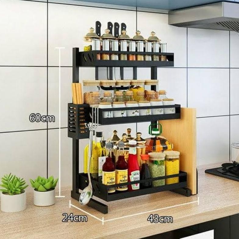 TON>> RAK BUMBU DAPUR BESI 3 SUSUN ELEGANT