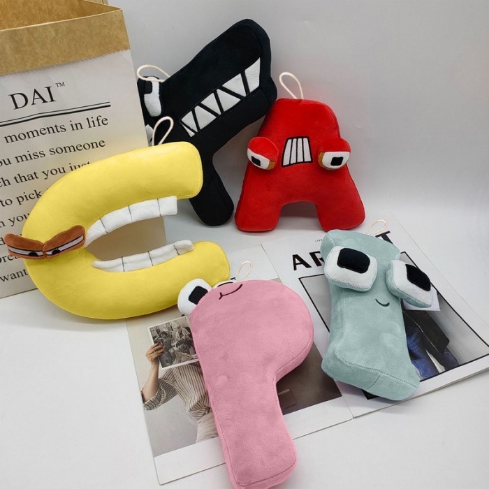 Mainan Boneka Stuffed Plush Desain Alfabet Lore Untuk Edukasi Anak