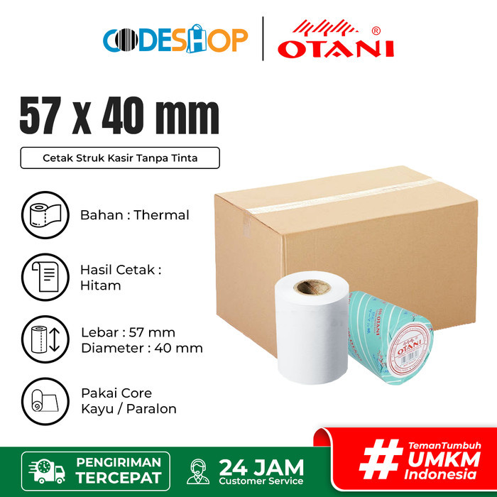 

TERLARIS! 1 DUS Kertas Thermal Otani 57 x 40 mm Roll Printer Struk Kasir 58mm