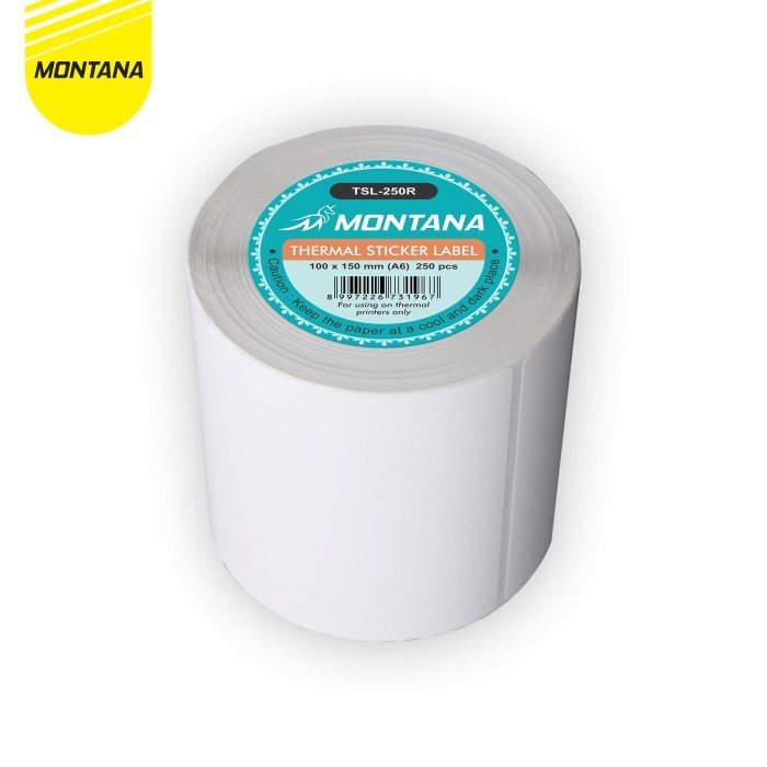

Montana Kertas Thermal 100 x 150mm / Stiker Label Barcode A6 / 250 Pcs