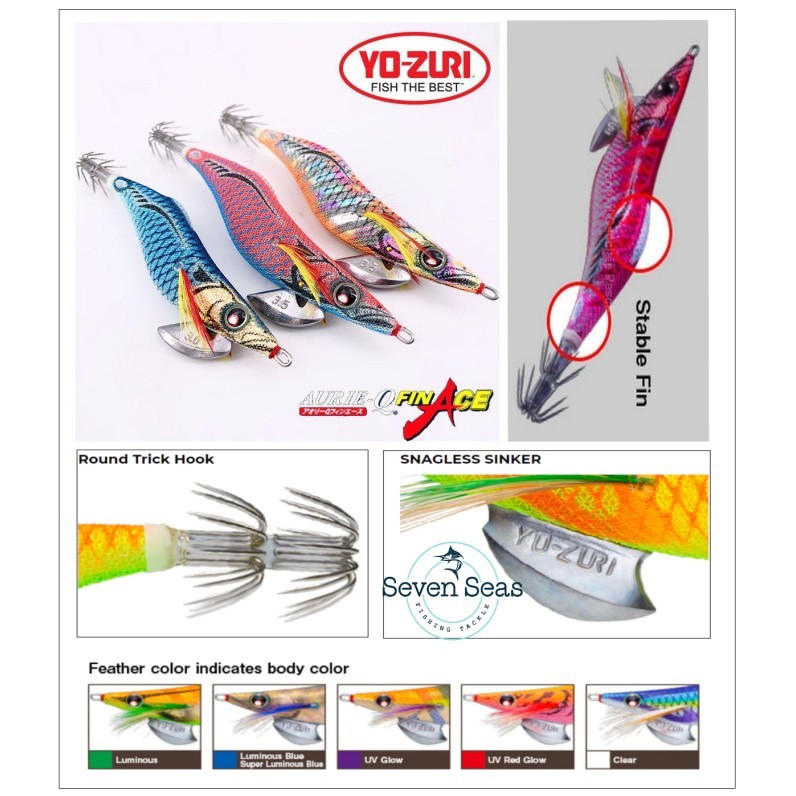 HOT SALE Yozuri Yo-Zuri Aurie-Q Finace 2.5 3.0 Egi Umpan Cumi Squid Jigg Sotong