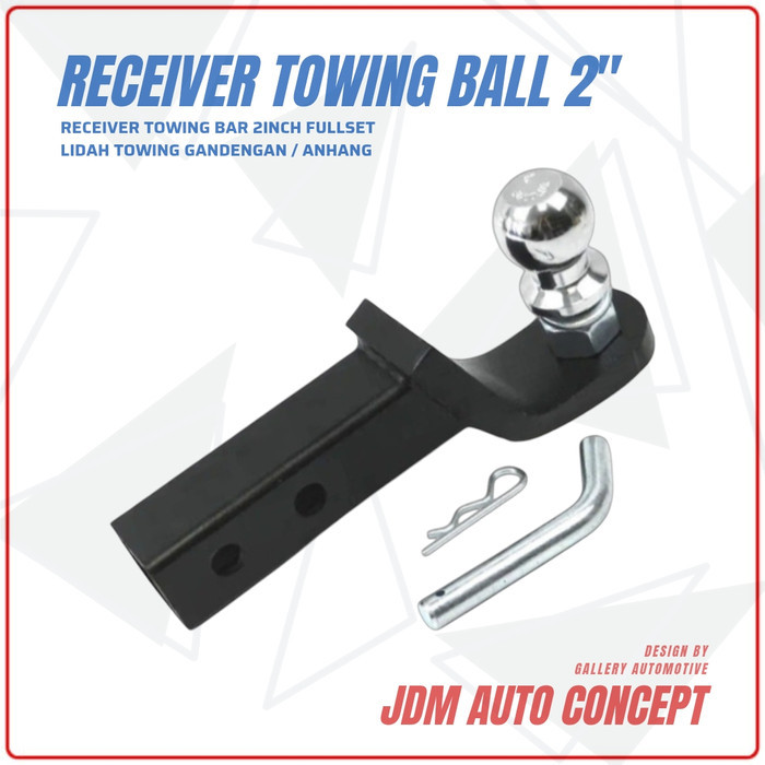 Receiver Towing Ball 2 inch + Lidah Towing Gandengan Anhang / Receiver Towing Bar 2 inch