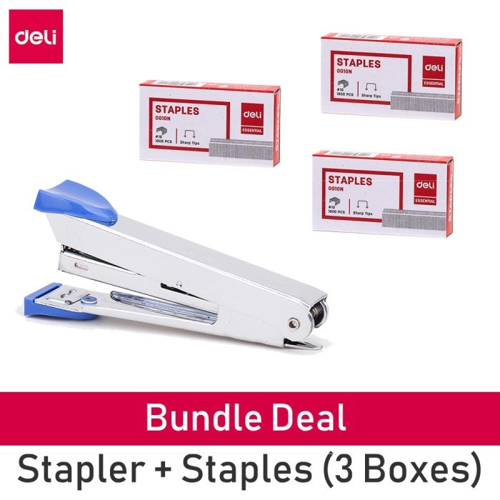 

Baru [Bundle Deal] Deli No. 10 Stapler #10 E0224 + 3 Boxes Of Staples/