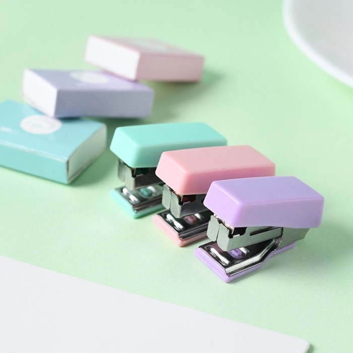 

Cute Morandi Stapler with 500pcs 10# Staples Kawaii Paper Clip Book Binding Machine Mini Stapler