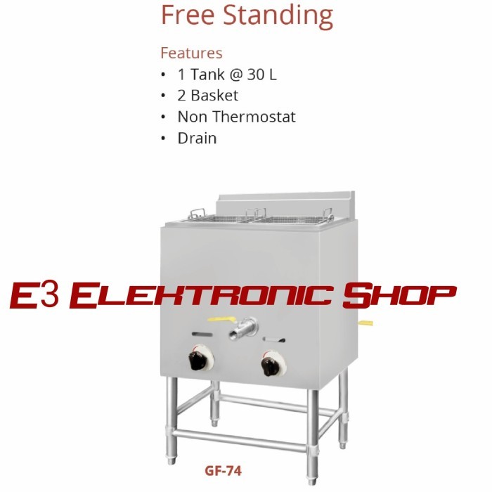 Getra Gas Deep Fryer 30 Liter GF74 1Tank 2Basket GF 74