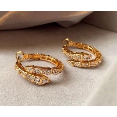 PROMO Anting wanita, Anting Tulang Ular Moissanite Emas 17K