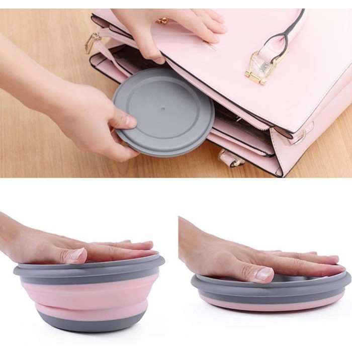 3 Pcs Mangkok Piring Lipat Silikon Camping Outdoor Travel Foldable
