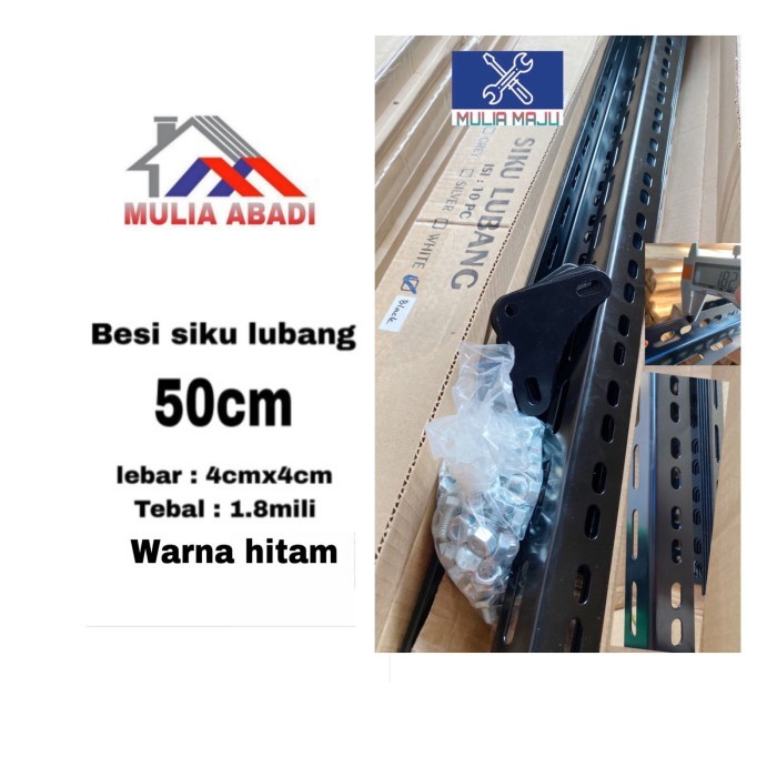 Besi siku lubang hitam 1.8mili ukuran 50cm