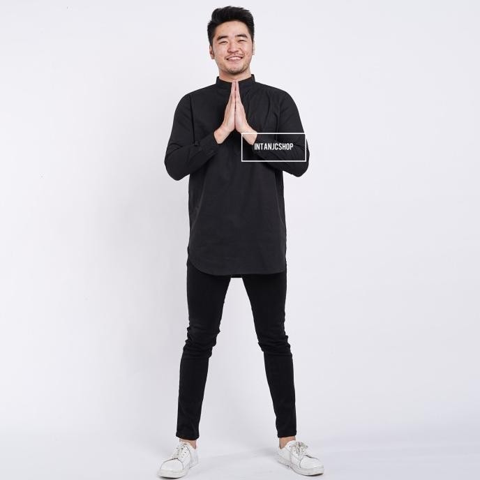 Kemeja Kurta Pria Baju Cowok Koko Hitam Putih Maroon Navy Biru xxl Terlaris