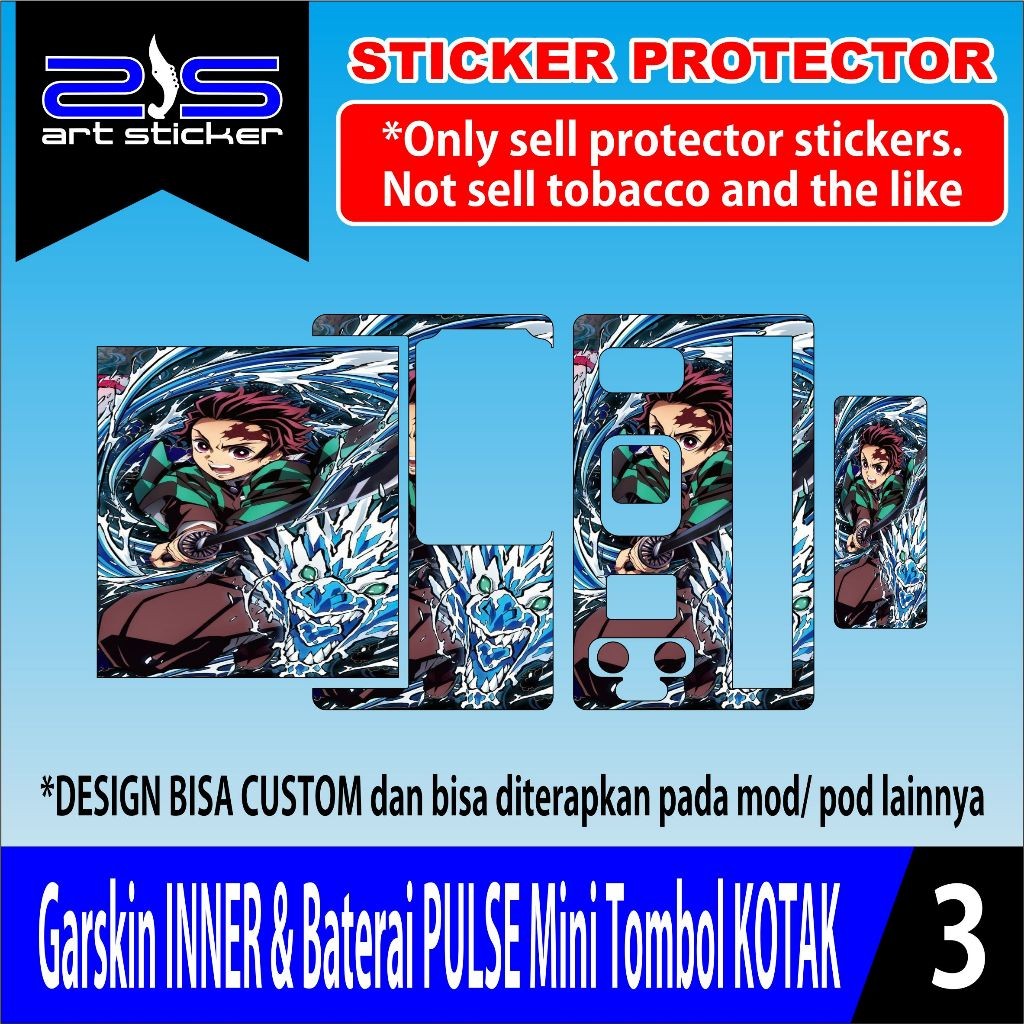 

*PromoTerjangkau* Stikerpulseminitombol Kotak Bulat Uv Printing Tanjiro Garskin Wrap Stiker Premium / X Casing Case COD