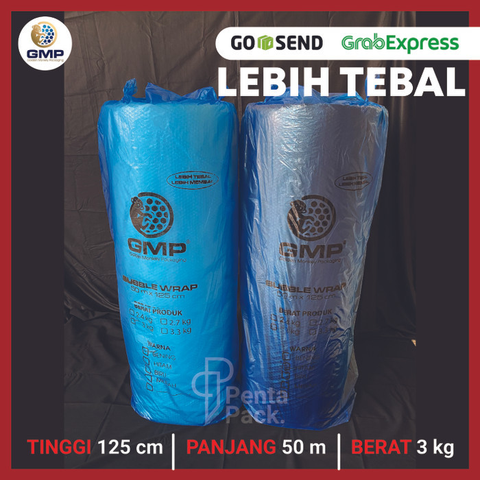 

[LEBIH TEBAL] Bubble Wrap GMP 125 cm X 50 m (Putih/Hitam)