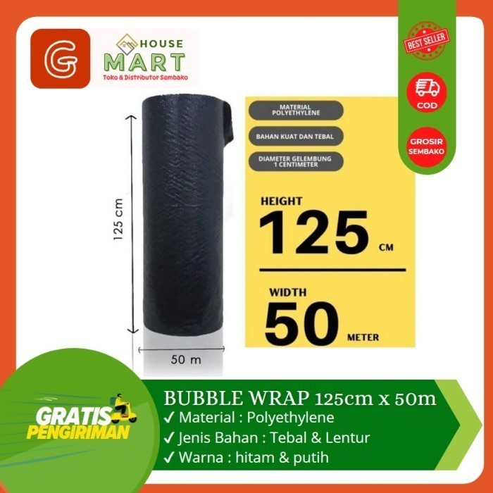 

Bubble Wrap PREMIUM QUALITY 125cm x 50m - Bubble wrap Hitam Kemasan 1 Roll / Gulung Ukuran 125 cm 50