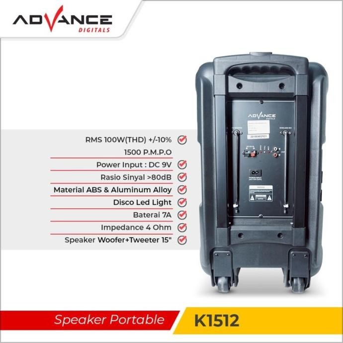 Sale Advance K1512 | K-1512 Speaker Bluetooth Karaoke - Garansi Resmi