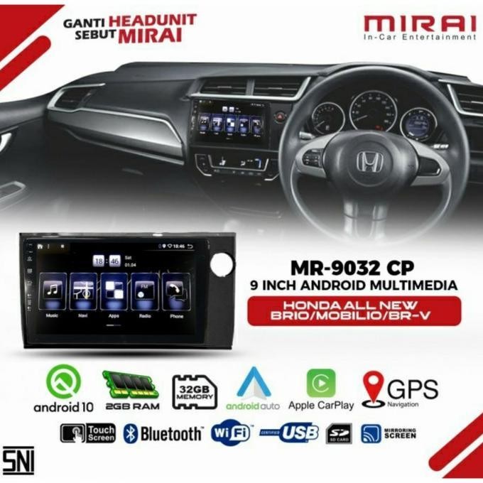 =====] Head Unit Android Mirai 9032Cp Brio Headunit All New Brio Mr 9032 Cp