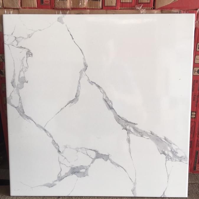 keramik 50x50 lantai carrara kilap putih motif marmer ikad kw1 11165 E82JA