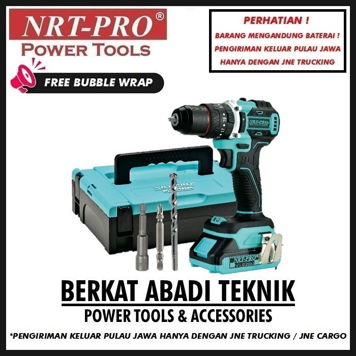Nrt-Pro Dc 740 Mesin Bor Cordless Drill Set 20V Baterai Impact Dc740