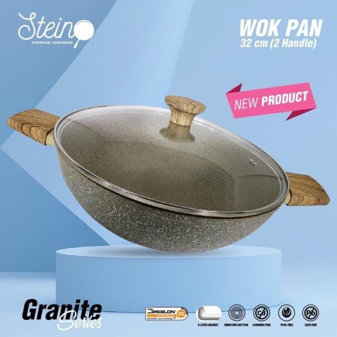 Stein Cookware Wok Pan 32 cm Peralatan Masak Panci Penggorengan Dapur