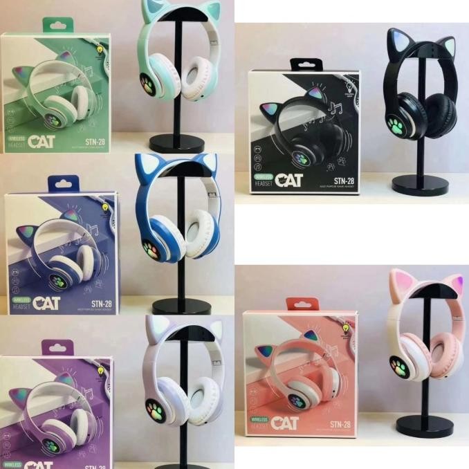 Cat Ear STN28 Headphone Gaming Bluetooth Wireless Cat Ear headset Terlaris