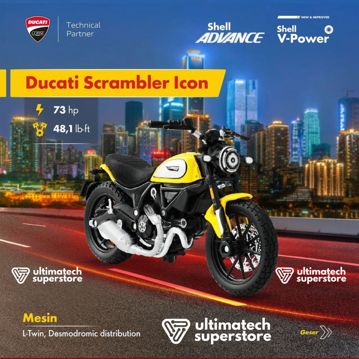 Shell Ducati Scrambler Icon Diecast Maisto Scale 1:18