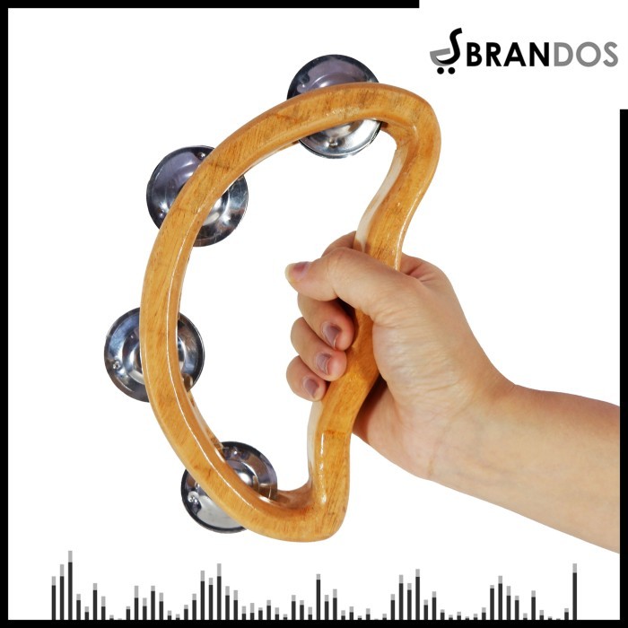 Tamborin Kayu Mahoni Jepara Genggam Tsabit Kecrekan Tambourine LT-54