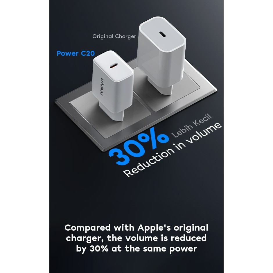 

SALE TERLARIS VIVAN POWER C20 ADAPTOR CHARGER USB TYPE C PD 20W QC HIGH EFFICIENTY READYY