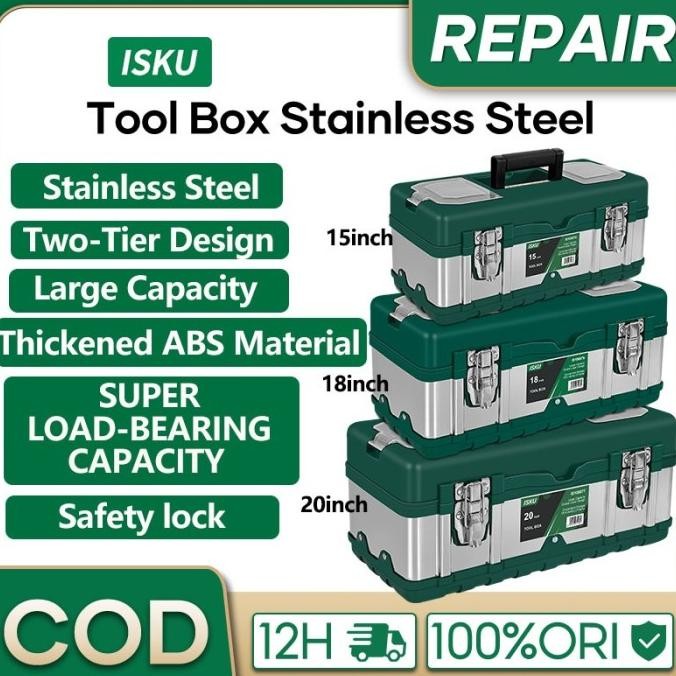 ISKU Tool box Besar 20 Inch Box Tahan lama Toolbox Kotak Peralatan Perkakas/kotak perkakas 17inch/ko