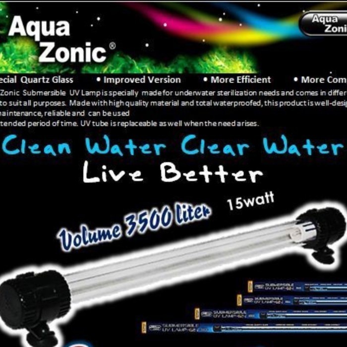 Aquazonic UV Sterilizer 15w /20w /30w /40w Lampu UV Celup
