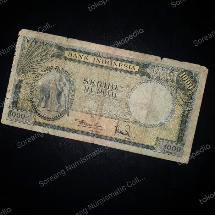 Uang Kuno Seri Hewan Pecahan 1000 Rupiah Bergambar Gajah