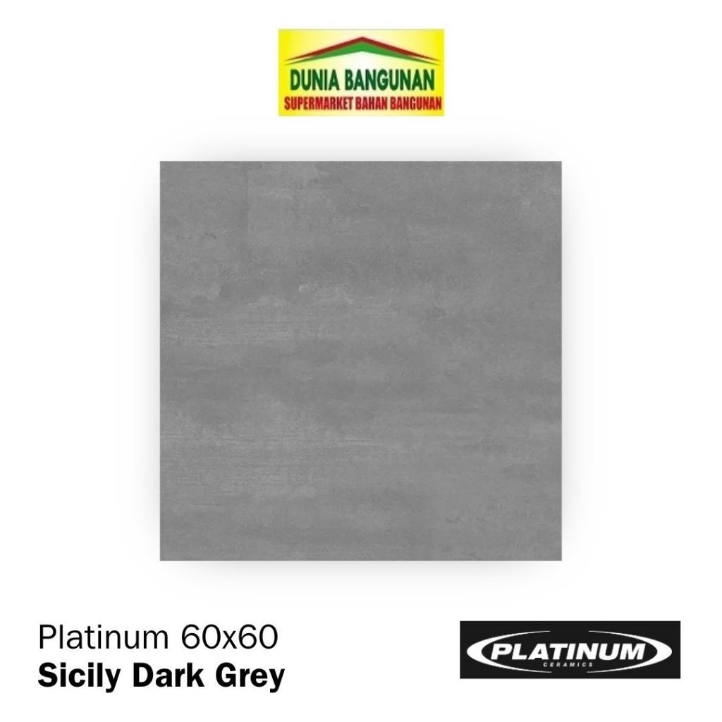 Keramik 60x60 Platinum Sicily Dark Grey Keramik Lantai Keset Matt Abu Tua