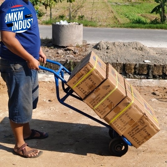 Troli Angkut Barang 300Kg Roda Besi Cor Karet Murah
