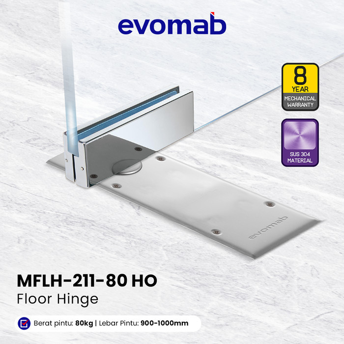 TERBARU evomab Floor Hinge Engsel Lantai Tanam Pintu Kaca Hold Open
