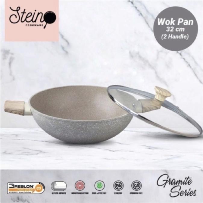 Stein Cookware Wok Pan 32 cm Peralatan Masak Panci Penggorengan Dapur