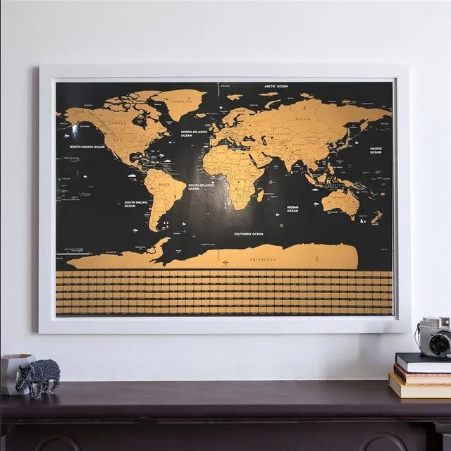

BERKUALITAS Hiasan Dinding Poster Peta Dunia Scratch World Map for Mark Traveling