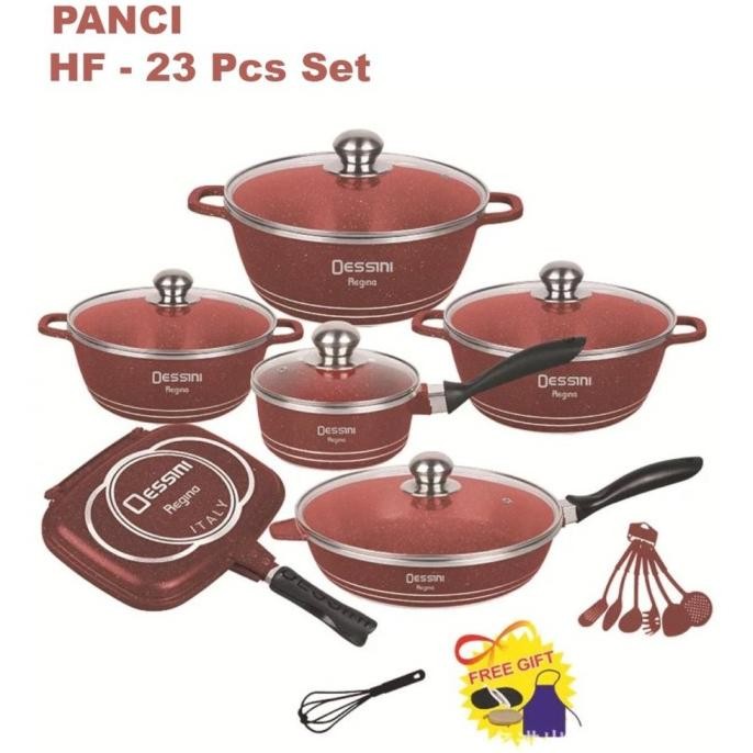 Dessini 23 Buah Set Peralatan Dapur Panci Masak Marmer Anti Lengket