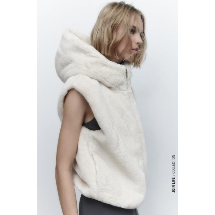 Ab969290 Hoodie Vest Bulu Fur Jacket Jaket Wanita Korea Import Putih Ranikairini
