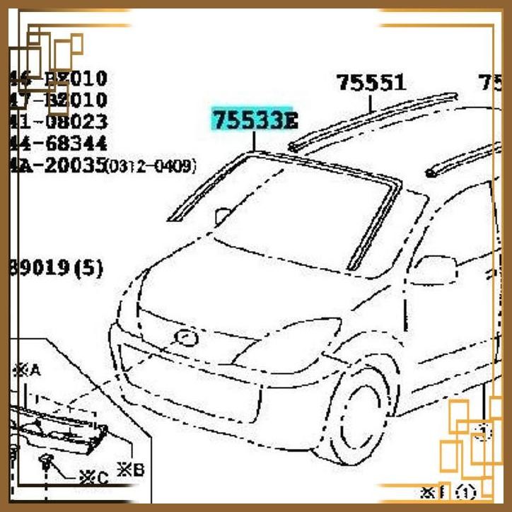 [PT55] LIS LIST KARET MOULDING KACA LUAR DEPAN AVANZA XENIA ASLI 75533-BZ010