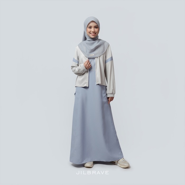 JILBRAVE Lany Dress Gamis Wanita Cargo Boyish Style dengan Outer Menyatu